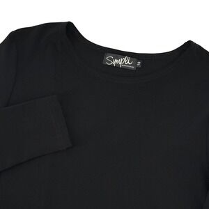 Sympli Womens Black Long Sleeve Tunic Dress Size 10 Asymmetrical